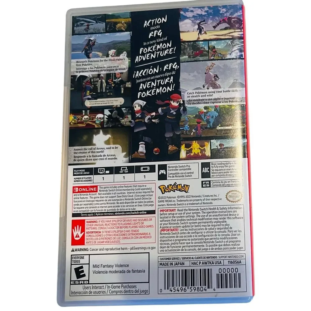 Pokémon Legends Arceus Nintendo Switch CIB Mint-Complete Case Map Art English/ES
